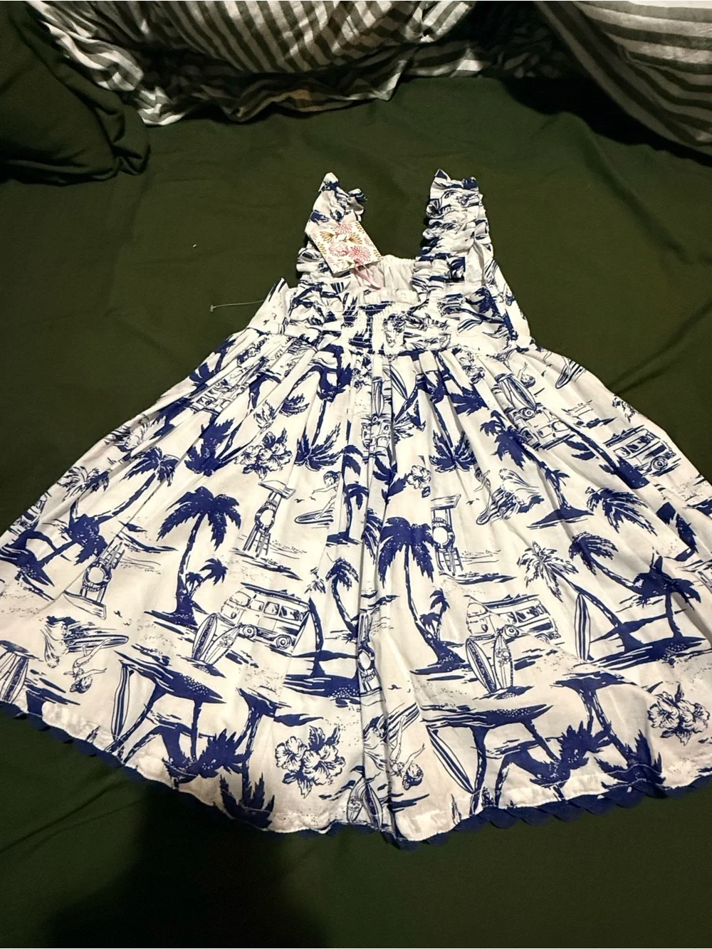 Old Navy White Dress with Blue Palm Tree Print
